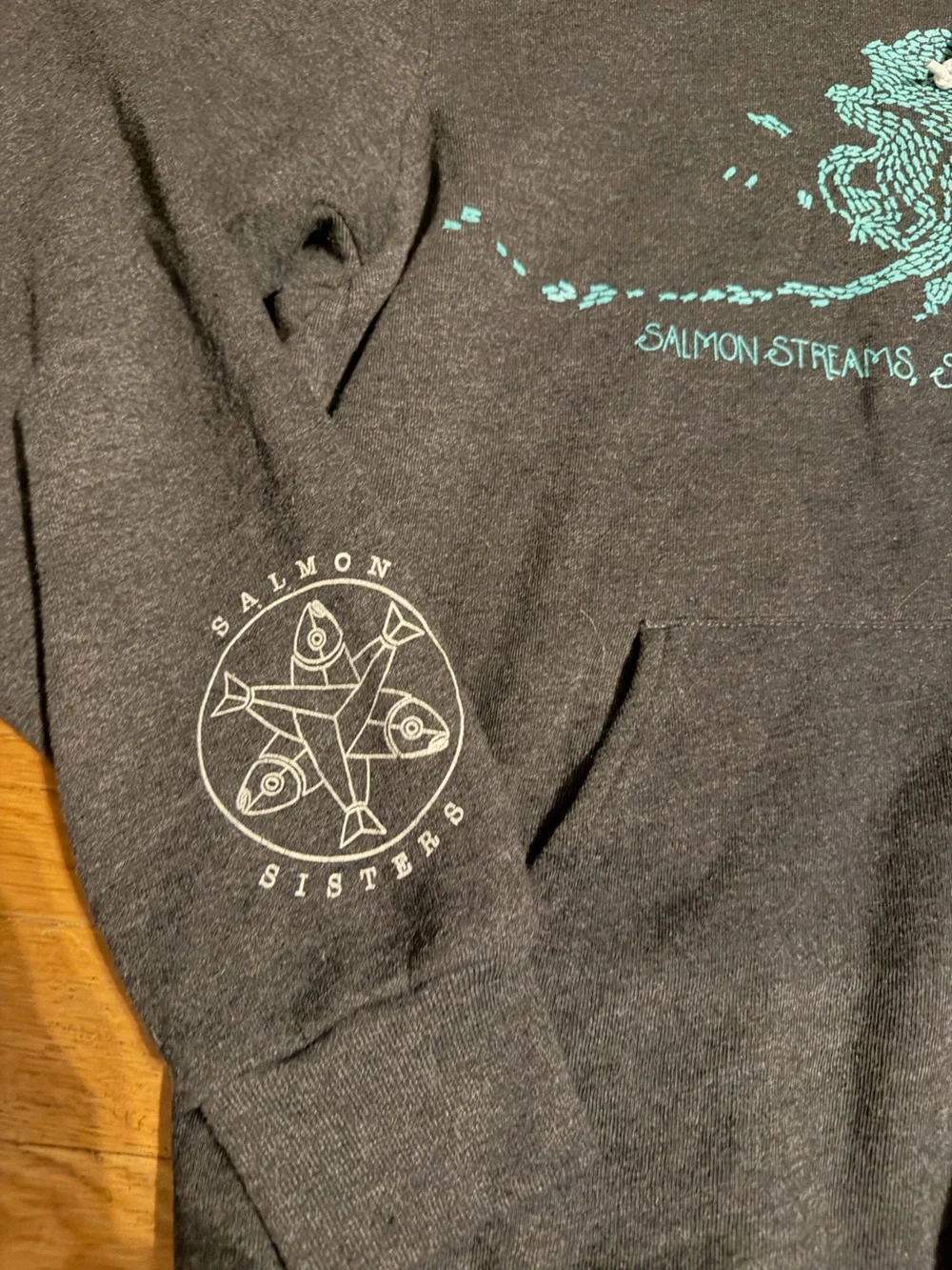 Salmon Sisters Hoodie size medium